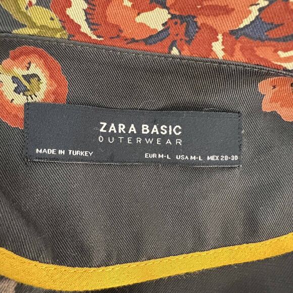 Zara Basic Floral Print Ruffle Hemline Tencel Long Sleeve Kimono M-L - Picture 5 of 10